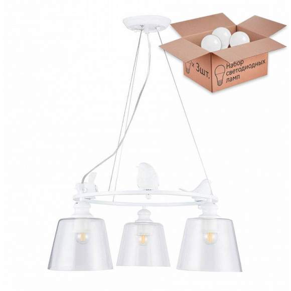 Люстра с лампочками Arte Lamp Passero A4289LM-3WH+Lamps Люстра с лампочками Arte Lamp Passero A4289LM-3WH+Lamps