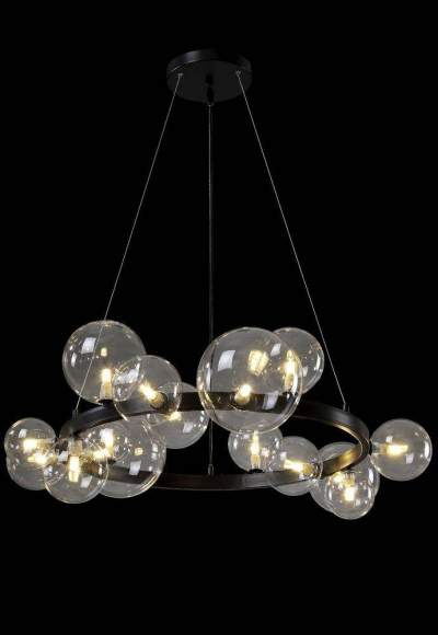 Подвесная люстра Crystal Lux с поддержкой Маруся AGATA SP15 V2 BLACK/TRANSPARENTE-М