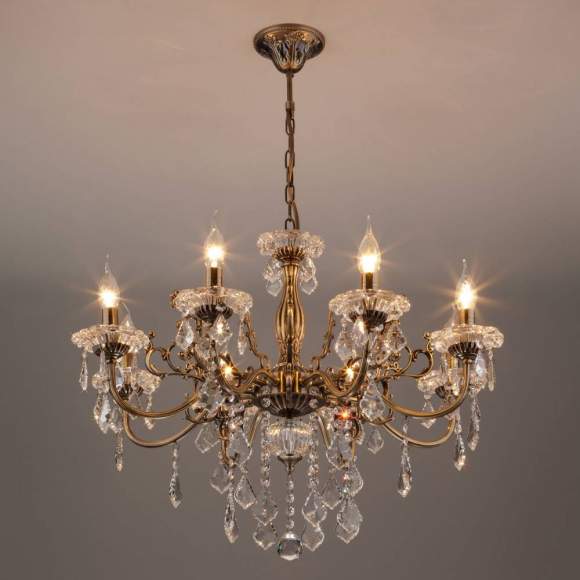 3281/8 Люстра хрустальная Eurosvet 3281 античная бронза/прозрачный хрусталь Strotskis