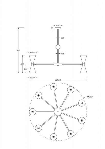 Люстра на штанге Maytoni Vesper MOD108PL-18WG Люстра на штанге Maytoni Vesper MOD108PL-18WG