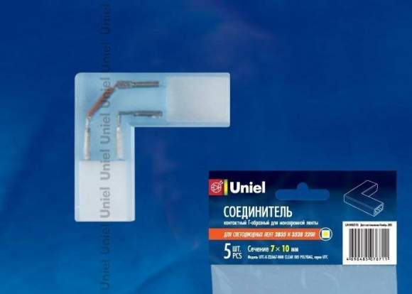 Соединитель L-образный для светодиодных лент 3528 (10821) Uniel UTC-K-22/A67-NNN CLEAR 005 POLYBAG