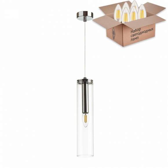 Подвесной светильник с лампочкой Odeon Light Klum 4695/1+Lamps E14 Свеча