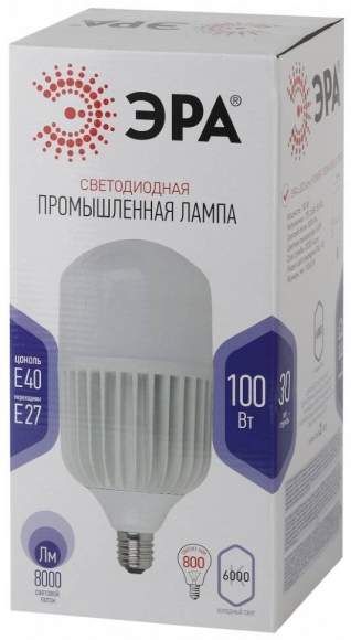 Светодиодная лампа E27/Е40 100W 6500К (холодный) Эра LED POWER T160-100W-6500-E27/E40 Светодиодная лампа E27/Е40 100W 6500К (холодный) Эра LED POWER T160-100W-6500-E27/E40