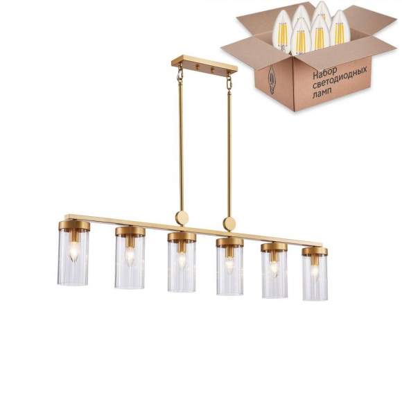Подвесная люстра с лампочками Favourite Radiales 3099-6U+Lamps E14 Свеча Подвесная люстра с лампочками Favourite Radiales 3099-6U+Lamps E14 Свеча
