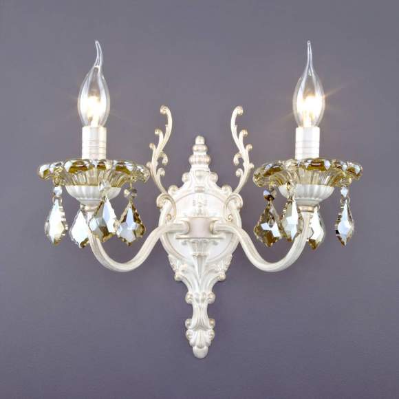 3281/2 Бра с хрусталем Eurosvet 3281 белый с золотом/тонированный хрусталь Strotskis 3281/2 Бра с хрусталем Eurosvet 3281 белый с золотом/тонированный хрусталь Strotskis