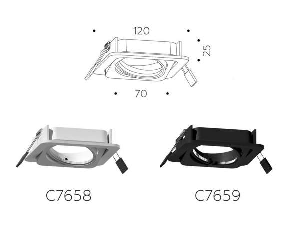 Корпус светильника встраиваемый поворотный для насадок D70mm Ambrella light Diy Spot C7659 Корпус светильника встраиваемый поворотный для насадок D70mm Ambrella light Diy Spot C7659