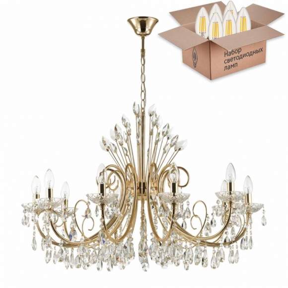 Подвесная люстра с лампочками Odeon Light Versia 4977/10+Lamps E14 Свеча