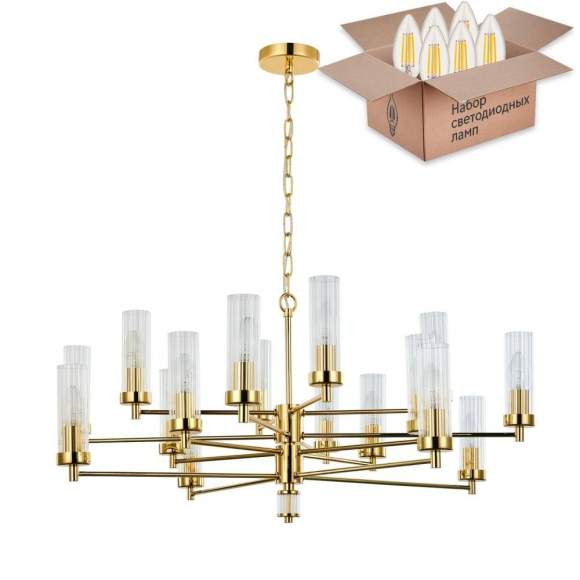 Подвесная люстра с лампочками Favourite Aesthetic 2673-16P+Lamps E14 Свеча Подвесная люстра с лампочками Favourite Aesthetic 2673-16P+Lamps E14 Свеча