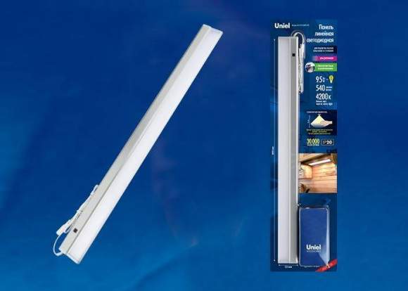 Мебельный линейный светодиодный ультратонкий светильник с бесконтактным выключателем, диммер Uniel ULI-F41-9,5W4200K/DIM SENSOR IP20 SILVER (UL-00002884)