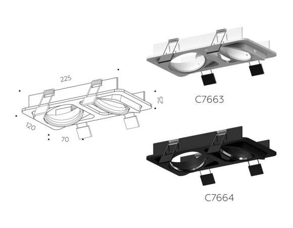 Корпус светильника встраиваемый поворотный для насадок D70mm Ambrella light Diy Spot C7664 Корпус светильника встраиваемый поворотный для насадок D70mm Ambrella light Diy Spot C7664
