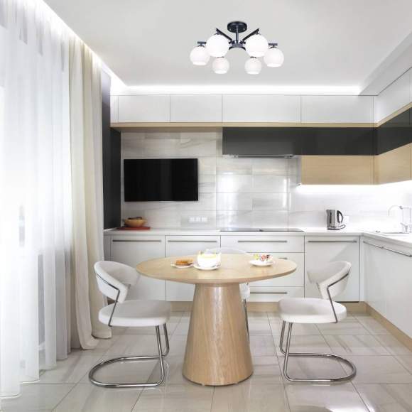 30145/6 хром/венге хром/венге Потолочная люстра со стеклянными плафонами Eurosvet Blasco