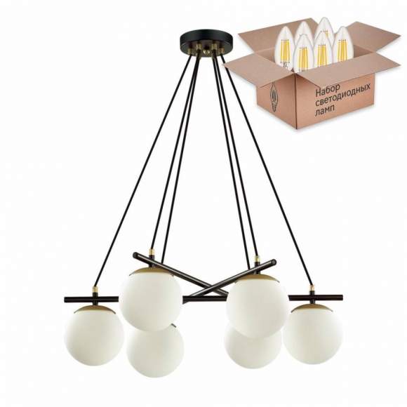 Подвесная люстра Lumion Randi с лампочками 5212/6+Lamps E27 Свеча Подвесная люстра Lumion Randi с лампочками 5212/6+Lamps E27 Свеча