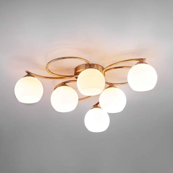 30144/6 античная бронза античная бронза Потолочная люстра со стеклянными плафонами Eurosvet Alba