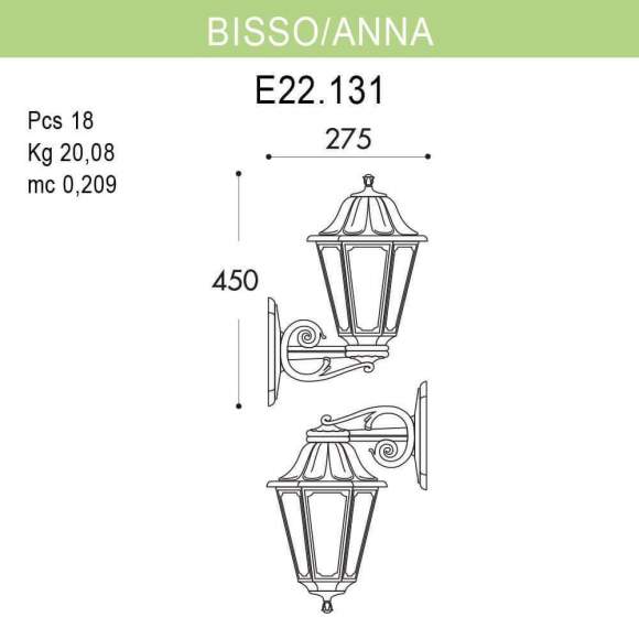 E22.131.000.AYF1R Уличный настенный светильник Fumagalli Bisso/Anna