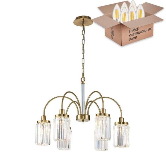 Подвесная люстра с лампочками Favourite Duke 2969-6P+Lamps E14 Свеча Подвесная люстра с лампочками Favourite Duke 2969-6P+Lamps E14 Свеча