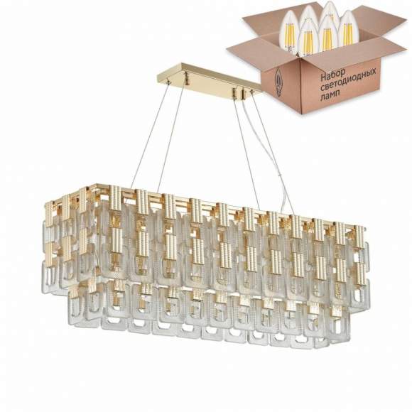 Подвесная люстра с лампочками Odeon Light Buckle 4989/10+Lamps E14 Свеча Подвесная люстра с лампочками Odeon Light Buckle 4989/10+Lamps E14 Свеча