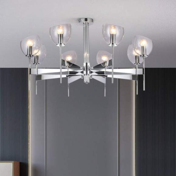 Умная люстра на штанге с управлением Wi-Fi Eurosvet 60130/8 хром Smart (a060135)