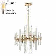 Подвесная люстра с лампочками Odeon Light Stika 4988/8+Lamps E14 Свеча