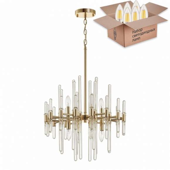 Подвесная люстра с лампочками Odeon Light Stika 4988/8+Lamps E14 Свеча Подвесная люстра с лампочками Odeon Light Stika 4988/8+Lamps E14 Свеча