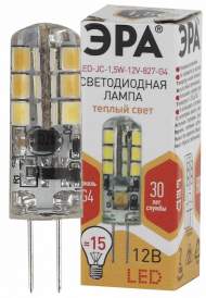 Светодиодная лампа G4 1,5W 2700К (теплый) Эра LED JC-1,5W-12V-827-G4 (Б0033188)