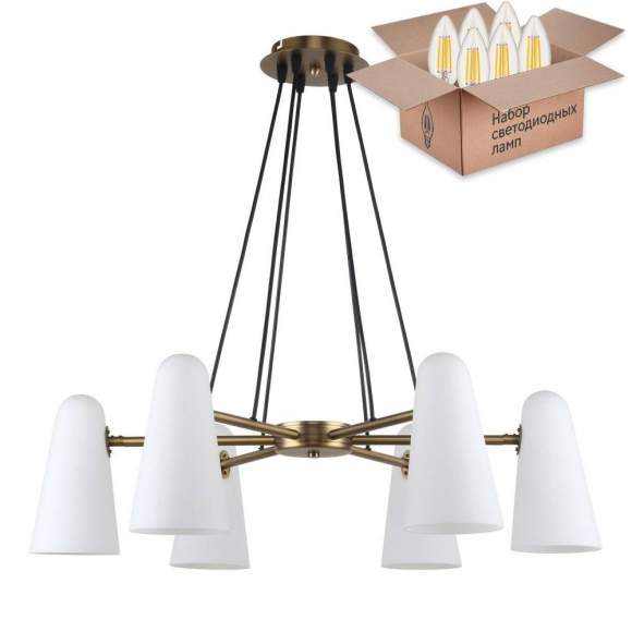 Подвесная люстра с лампочками Favourite Vision 2763-6P+Lamps E14 Свеча Подвесная люстра с лампочками Favourite Vision 2763-6P+Lamps E14 Свеча