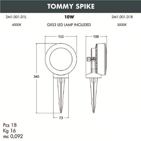 2M1.001.000.AXD1L Ландшафтный светодиодный светильник Fumagalli Tommy Spike 2M1.001.000.AXD1L Ландшафтный светодиодный светильник Fumagalli Tommy Spike