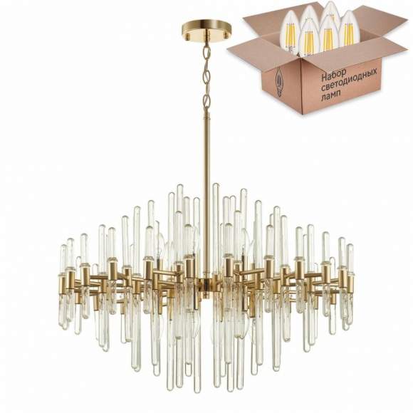 Подвесная люстра с лампочками Odeon Light Stika 4988/12+Lamps E14 Свеча Подвесная люстра с лампочками Odeon Light Stika 4988/12+Lamps E14 Свеча