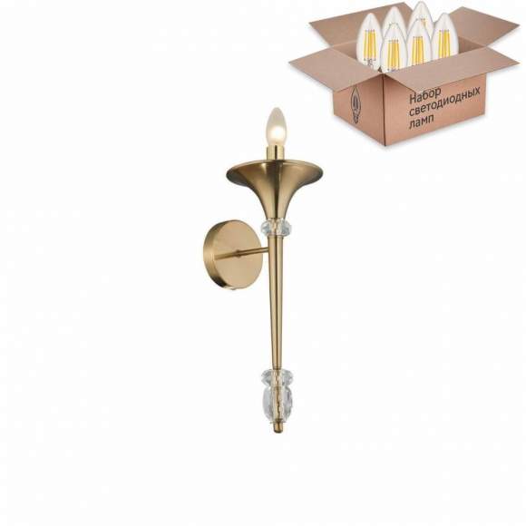Бра Crystal Lux с лампочкой Miracle AP1 Bronze+Lamps E14 Свеча Бра Crystal Lux с лампочкой Miracle AP1 Bronze+Lamps E14 Свеча