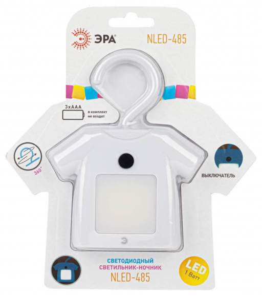 Светодиодный светильник ночник Эра NLED-485-1W-SW-W (Б0049343) Светодиодный светильник ночник Эра NLED-485-1W-SW-W (Б0049343)