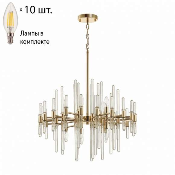 Подвесная люстра с лампочками Odeon Light Stika 4988/10+Lamps E14 Свеча