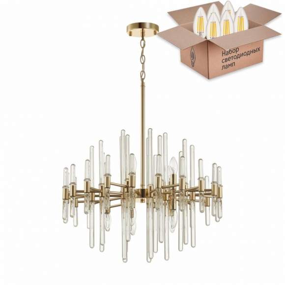 Подвесная люстра с лампочками Odeon Light Stika 4988/10+Lamps E14 Свеча Подвесная люстра с лампочками Odeon Light Stika 4988/10+Lamps E14 Свеча