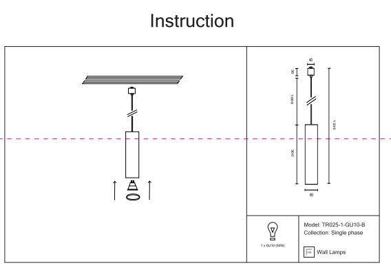 Однофазный светильник на подвесе для трека Focus Maytoni TR025-1-GU10-B Однофазный светильник на подвесе для трека Focus Maytoni TR025-1-GU10-B