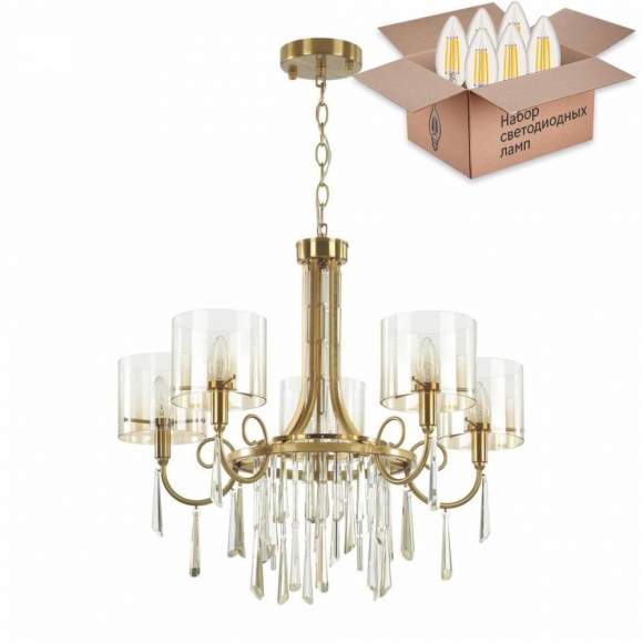 Подвесная люстра Odeon Nicole с лампочками 4886/5+Lamps E14 Свеча Подвесная люстра Odeon Nicole с лампочками 4886/5+Lamps E14 Свеча